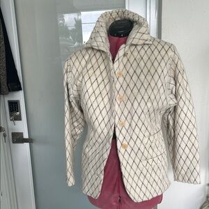 Women's Cream and Black Diamond Pattern Jacket